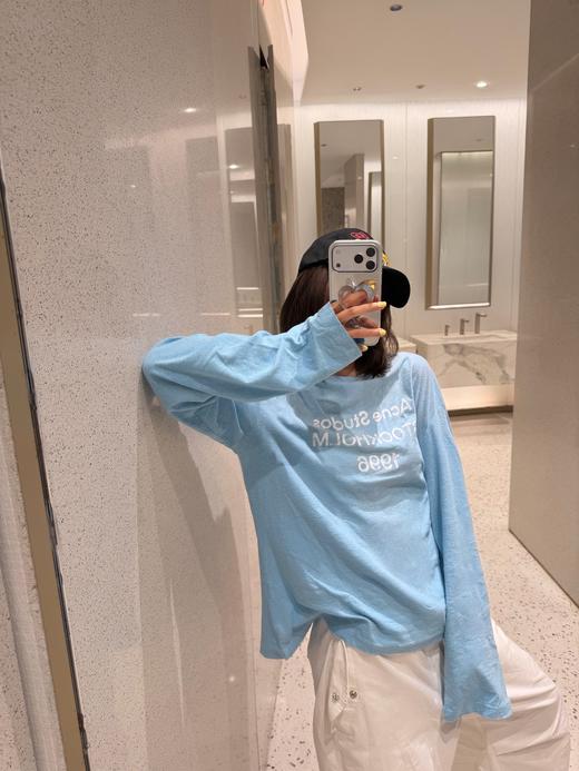 Acn* 26ss春夏新款 湖水蓝做旧1996 logo印花长袖T恤（XHH） 商品图8