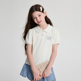 笛莎Deesha 2026年夏季新款中童女童翻领T恤T恤