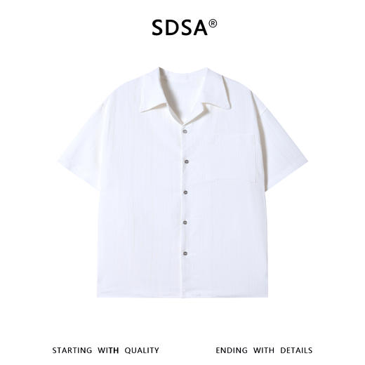1255SDSA男装2026新款高贵轻奢肌理感竖纹纽扣短袖衬衫百搭简约上衣 商品图1