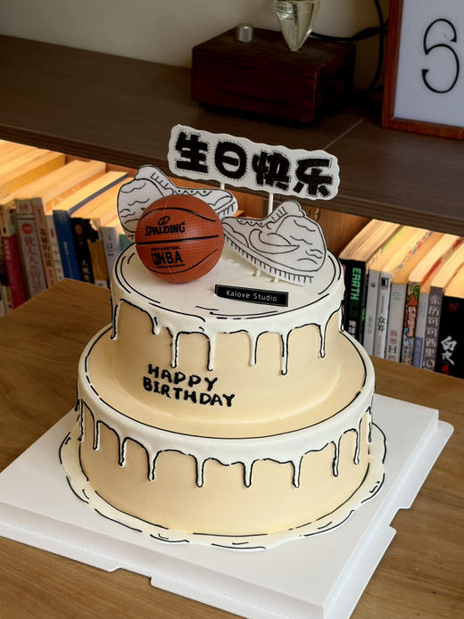 二次元漫画风篮球男生男孩周岁蛋糕（主图双层效果 商品图0