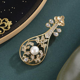 子佩集【琵琶妙韵】珍珠惜王妃胸针【XXXZ238】7.5mm珠镀金2601