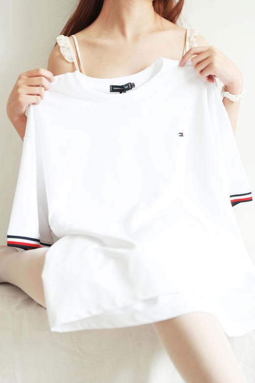 基础全棉tee，胸口小标刺绣。撞色边正肩情侣款宽松半袖儿E032468 商品图11