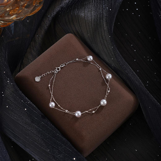 子佩集【星河光芒】G18K珍珠惜王妃手链【MLKJSL002】5mm珠灰珠多珠双层链2601 商品图1