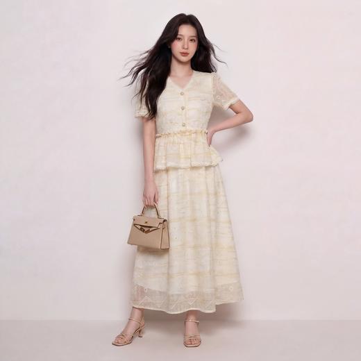 奢姿大码女装2026夏季减龄镂空绣花V领两件套胖妹妹木耳边套装 9962954589 商品图4