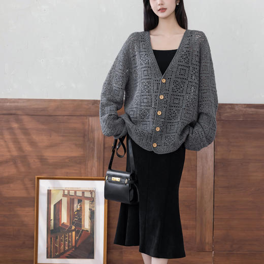 苏苏姐家方正V领开衫手工diy钩针编织外套上衣毛线团材料包 商品图2