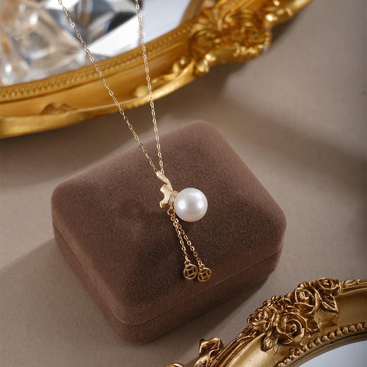 子佩集【纳财福袋】银S925珍珠惜王妃套链【MLTL028】10mm珠镀金流苏钱币2601 商品图1