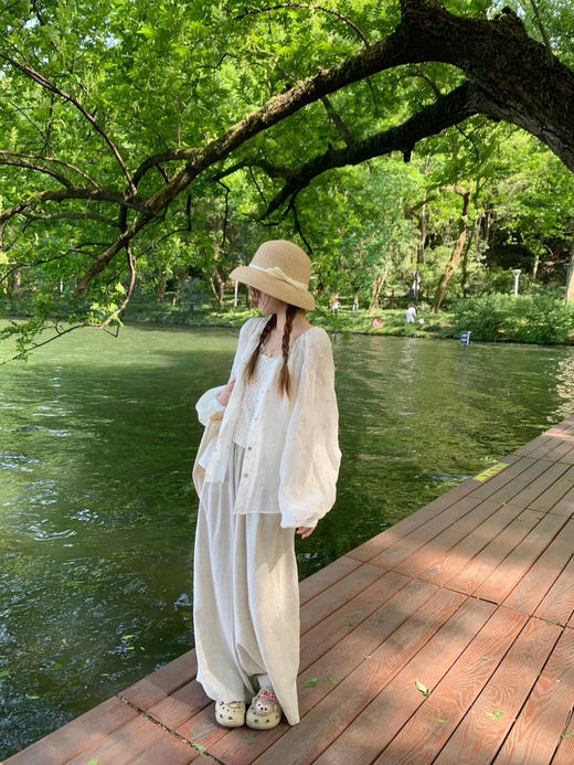 自留！自在慵懒 密织天丝亚麻 宽松 松弛感 显瘦 阔腿裤 懒人 休闲裤～ 商品图0