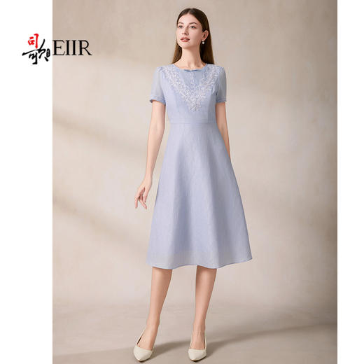 司歌收腰短袖绣花重工连衣裙过膝裙夏A911001X 商品图3