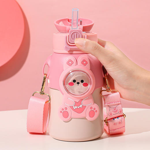 【触控显温❗️兔子儿童水杯】316 不锈钢安全无异味，触控显温掌握水温，萌兔卡通造型，吸引宝宝主动喝水，幼儿园小学全适配，可爱女童男孩带吸管杯子L 商品图2