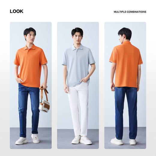 【冰糖玉/不变形领】柒牌男士短袖POLO衫2026夏季新款翻领商务 130T70540 商品图2