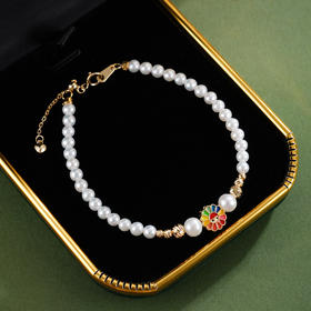 子佩集【彩虹芳菲】银S925珍珠惜王妃手链【MLSL009】3mm珠镀金五彩花2601