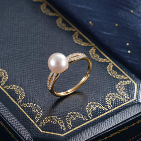 子佩集【暮光之谜】银S925珍珠惜王妃戒指【R1905】7mm珠镀金交织缠绕2601