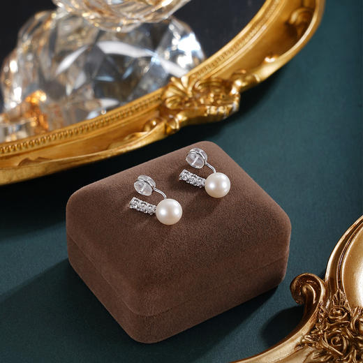 子佩集【未完成诗】银S925珍珠惜王妃耳钉【MLEH018】8mm珠耳夹一字2601 商品图1