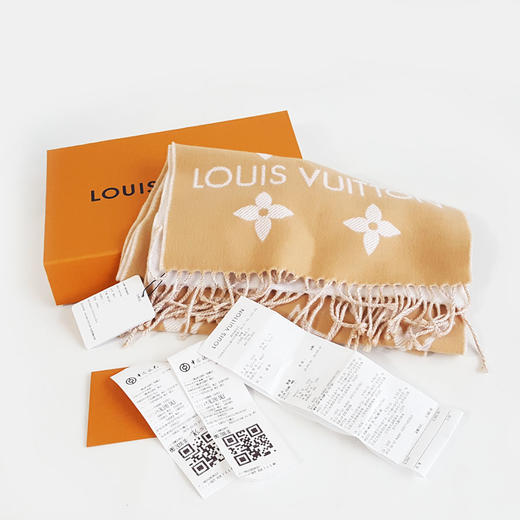 【闲置】LV路易威登M77728老花奶茶色ESSENTIAL 羊毛流苏围巾女士140326HS21 商品图1