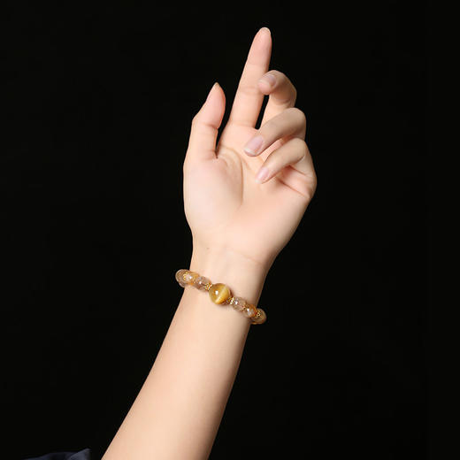 【祈愿吉品】「金运升腾」黄塔晶金发晶金虎眼手链 商品图2