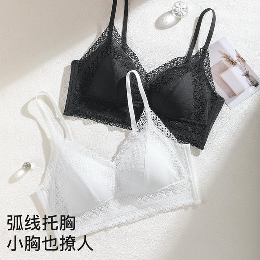 A2--💟【A-C】【法式三角杯】性感网纱蕾丝小胸聚拢不空杯夏薄款美背内衣女文胸  粉鸢星动 商品图5