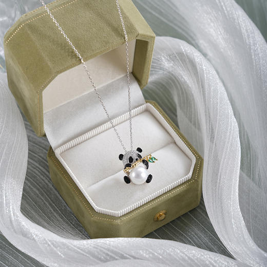 子佩集【翠竹国宝】银S925珍珠惜王妃套链【MLTL024】8mm珠熊猫镀金竹子2601 商品图1