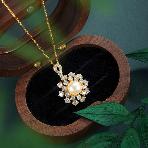 子佩集【璀璨神话】银S925珍珠惜王妃套链【XXDZ051】7.5mm珠镀金雪花2601 商品图0