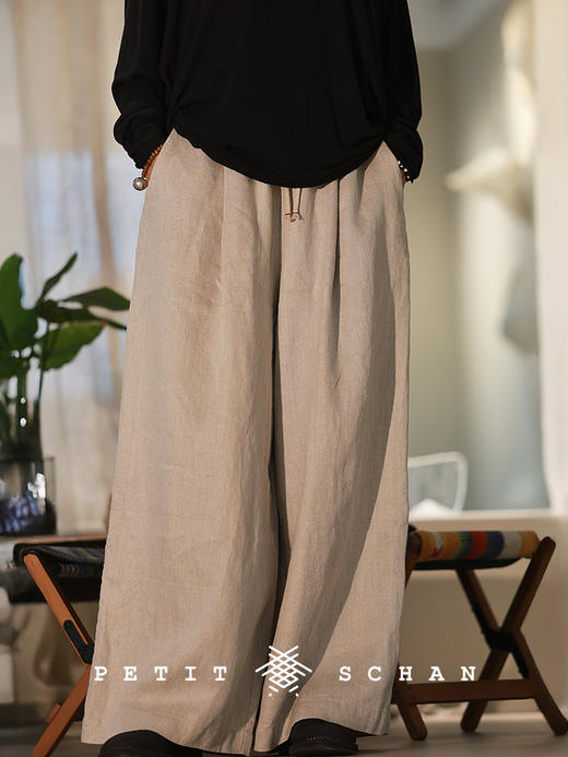 Petit Schan小闪 CLO#1084 Remain unsullied 一尘不染 一千零一夜系列法国雨露麻松紧腰阔腿裤 商品图3