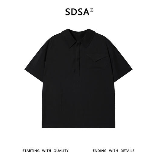 5067SDSA男装2026新款高贵轻奢潮牌翻领半开襟三角贴袋短袖衬衫百搭 商品图1