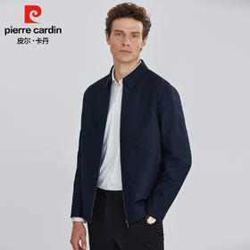 皮尔卡丹翻领针织细横纹格纹里布针织夹克PZXJ41201