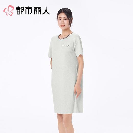 都市丽人睡衣女士睡衣薄家居服针织抽条睡衣女士棉质短袖裙女装睡裙LHC6E3 商品图1