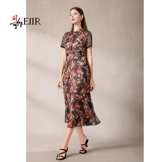 司歌收腰显瘦短袖度假裙连衣裙雪纺中长款裙A911323X 商品图1