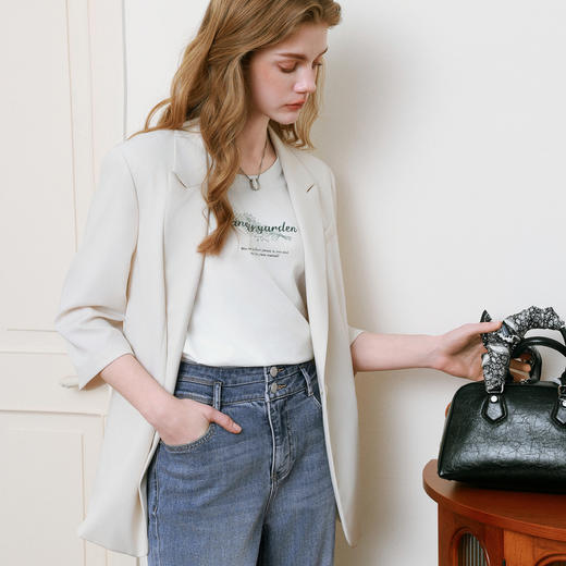 【商场同款】诗凡黎高腰醋酸牛仔裤25夏新款百搭九分裤3G4150671 商品图3