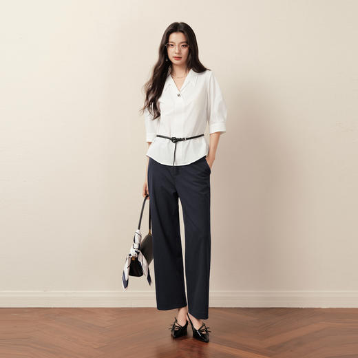 【商场同款】诗凡黎翻领通勤衬衫2025秋新款七分袖上衣3G7121241 商品图1