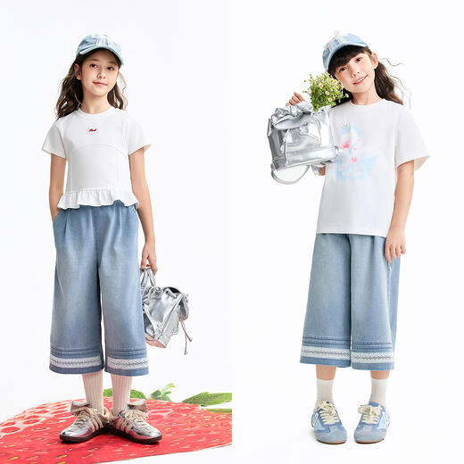 女童牛仔七分裤夏季新款安奈儿童装EG626592 商品图3