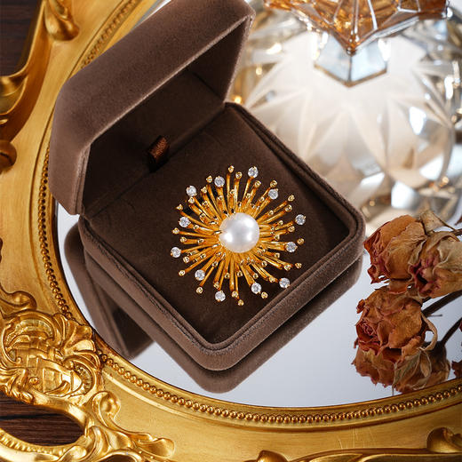 子佩集【炽焰凝诗】珍珠惜王妃胸针【XXXZ241】11mm珠镀金蒲公英2601 商品图1