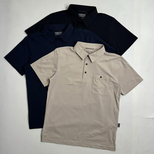 原单正品 Patagonia Transit Traveler 男士速干Polo短袖，
黑色/土黄色/藏青 S-XXL 商品图0