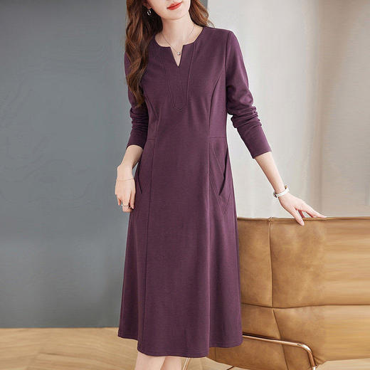 大码紫色连衣裙春装女款2026新款高端洋气女士长裙连身裙直筒裙子 商品图3