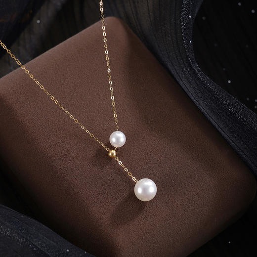 子佩集【流年絮语】G18K珍珠惜王妃项链【MLKJXL007】5.5-7.5mm珠镀金吊球双珠2601 商品图0