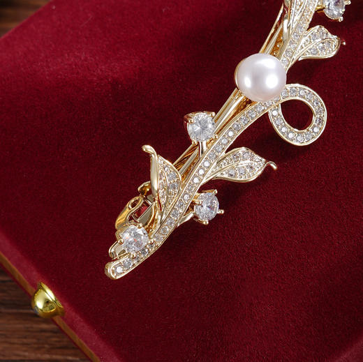 子佩集【花开钟情】珍珠惜王妃发夹【HBFJ036】8.7mm大珠镀金花朵六瓣花2601 商品图1