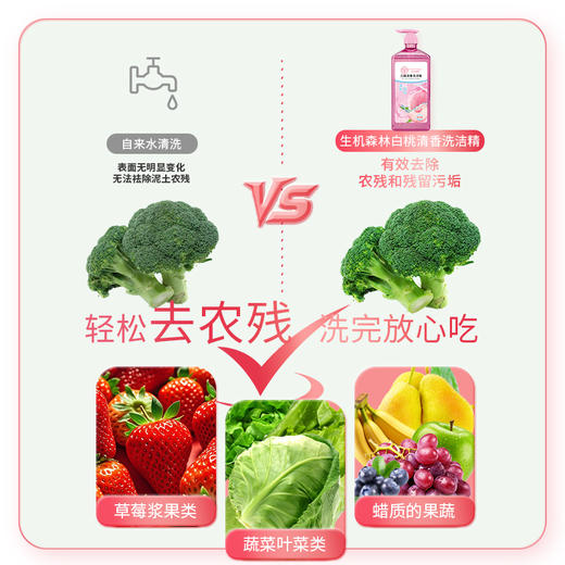 【小来】到手4大瓶+2泵头❗️生机森林白桃清香洗洁精轻松去油腻高效去异味1kg*4瓶+2喷头 商品图4