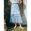 两三事雾屿微光2026夏季新款小清新蝴蝶结蕾丝拼接印花高腰半身裙 商品缩略图1