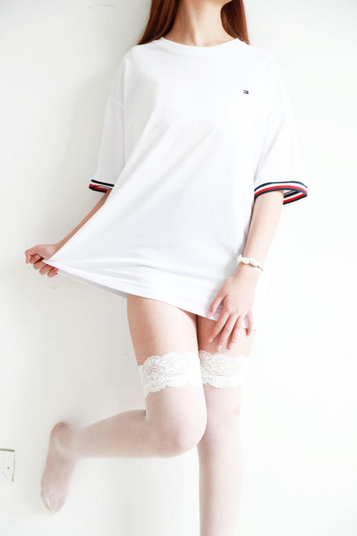 基础全棉tee，胸口小标刺绣。撞色边正肩情侣款宽松半袖儿E032468 商品图12