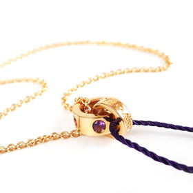 【95新】BVLGARI宝格丽BVLGARI BVLGARI系列352618/CL857639玫瑰金彩宝双环项链 链长约45cm女士120326AK02