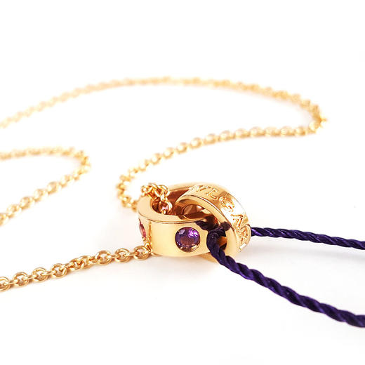 【95新】BVLGARI宝格丽BVLGARI BVLGARI系列352618/CL857639玫瑰金彩宝双环项链 链长约45cm女士120326AK02 商品图0