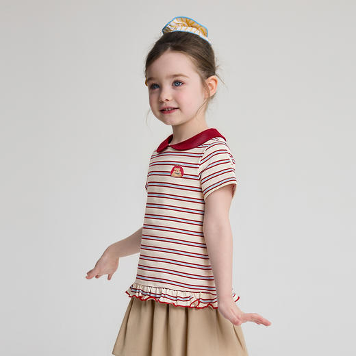 笛莎Deesha 2026年夏季新款小童女童翻领TT恤 商品图1
