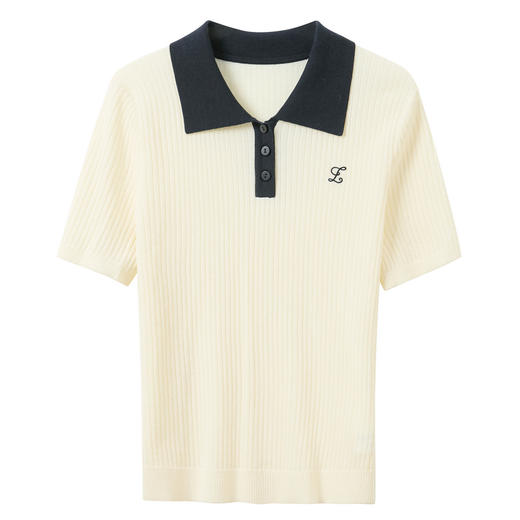 【莱赛尔】三彩2026夏季新款撞色翻领针织衫短袖上衣套头Polo衫M 商品图4