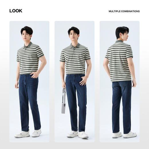 【条纹POLO衫】柒牌男装26夏上新短袖POLO衫柔软舒适男士上衣 130T70610 商品图2