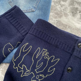 老渠道里的R牌！2026早春图腾撞色绣花羊毛针织开衫毛衣女款！