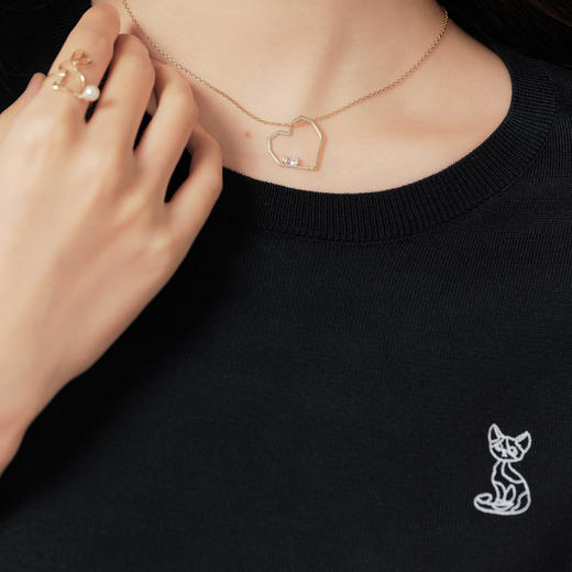 【商场同款】诗凡黎圆领刺绣针织衫2025秋新款短袖上衣3G7131271 商品图3