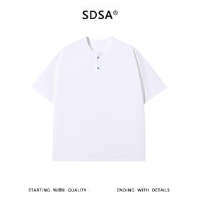 SDSA男装2026新款高贵轻奢简约纯色半纽扣设计短袖T恤百搭休闲潮