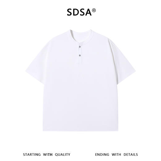 SDSA男装2026新款高贵轻奢简约纯色半纽扣设计短袖T恤百搭休闲潮 商品图0