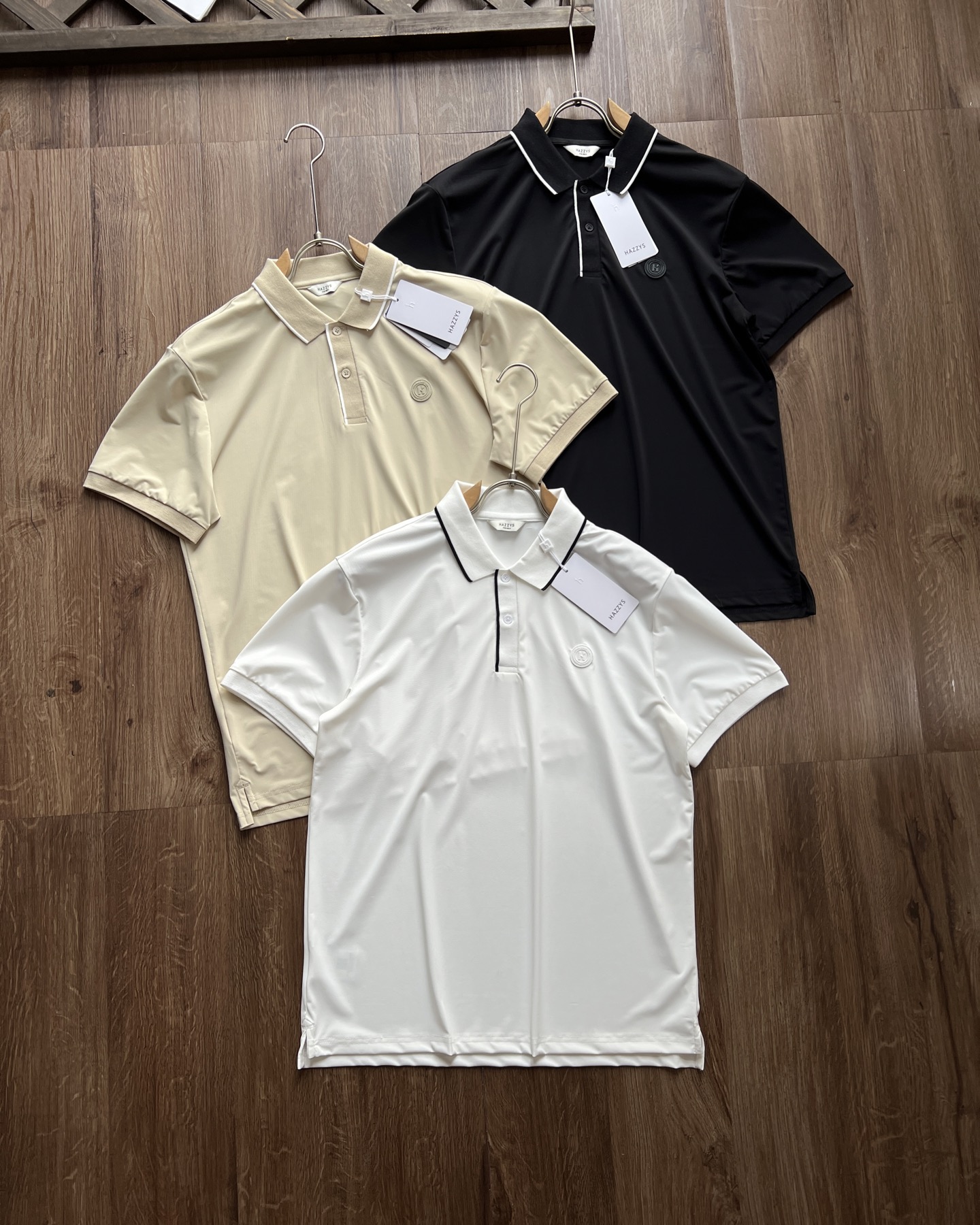 点此购买 哈吉斯夏季男士领边撞色短袖POLO衫 md 343235