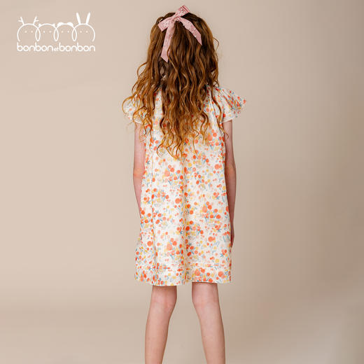 碎花缩褶小飞袖连衣裙 商品图2