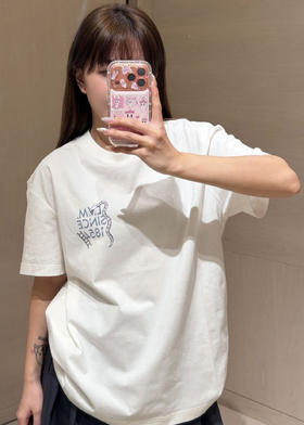 驴家 25ss字母标识数字印花短袖T恤 男女同款（DY）